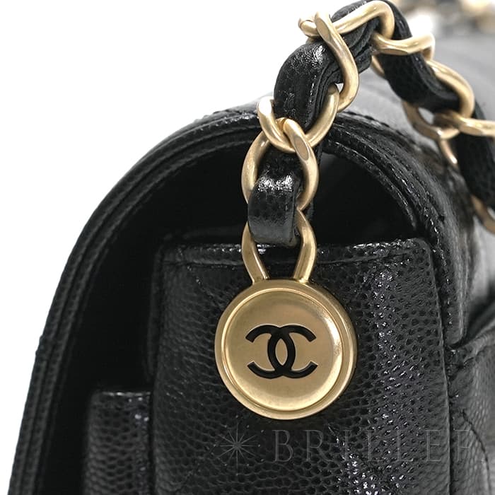 CHANEL シャネル ミニ フラップ バッグ ブラック キャビアスキン ゴールド金具 AS4907 B17672 94305 14