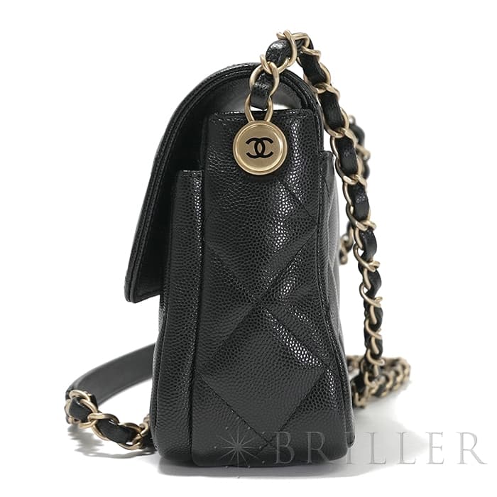 CHANEL シャネル ミニ フラップ バッグ ブラック キャビアスキン ゴールド金具 AS4907 B17672 94305 16