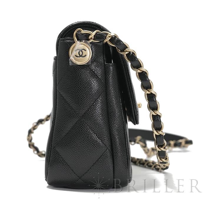 CHANEL シャネル ミニ フラップ バッグ ブラック キャビアスキン ゴールド金具 AS4907 B17672 94305 17