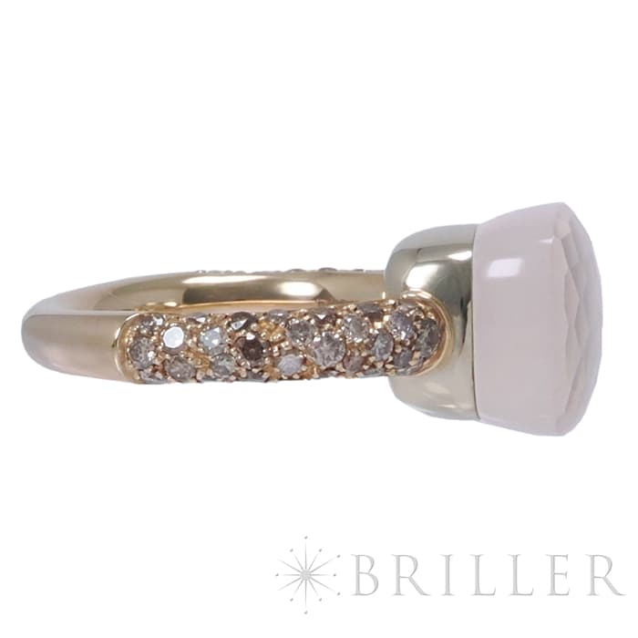 POMELLATO ポメラート ヌード リング ローズクオーツ カルセドニー ブラウンダイヤモンド ローズゴールド ホワイトゴールド PAC0040_O7000_BRCQR  10号 9