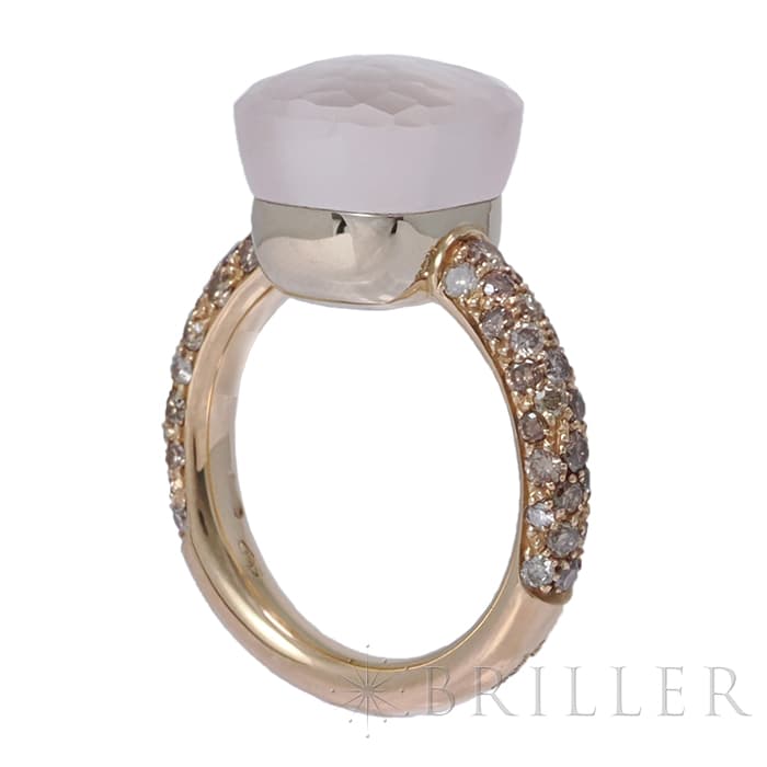 POMELLATO ポメラート ヌード リング ローズクオーツ カルセドニー ブラウンダイヤモンド ローズゴールド ホワイトゴールド PAC0040_O7000_BRCQR  10号 12