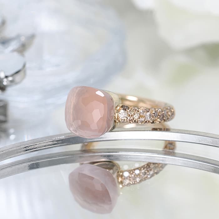 POMELLATO ポメラート ヌード リング ローズクオーツ カルセドニー ブラウンダイヤモンド ローズゴールド ホワイトゴールド PAC0040_O7000_BRCQR  10号 2