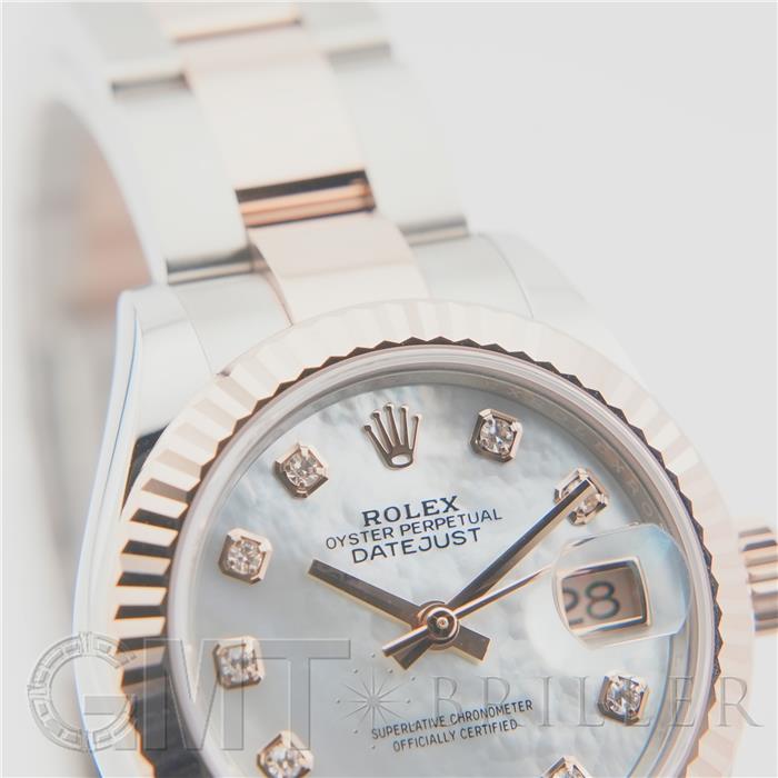 ROLEX ロレックス デイトジャスト 279171NG ホワイトシェル 10Pダイヤモンド オイスターブレスレット 6