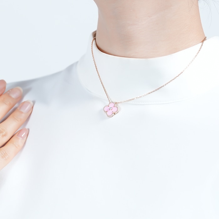 Van Cleef & Arpels ヴァン クリーフ&アーペル アルハンブラ ヴィンテージ アルハンブラ ネックレス ピンクセーブル 2015年ホリデー限定モデル VCAR05SY00 14