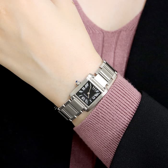 CARTIER カルティエ タンク フランセーズ SM W51026Q3 ブラック【アジア限定】 28