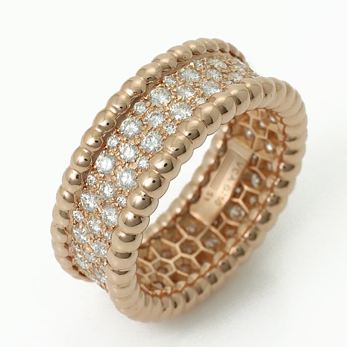 Van Cleef & Arpels ヴァン クリーフ&アーペル ペルレ ペルレ ダイヤモンドリング VCARN9WE51 ローズゴールド 11号 2