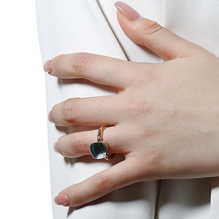 POMELLATO ポメラート ヌード リング クラシック ブルートパーズ ローズゴールド/ホワイトゴールド PAA1100_O6000_000OY 53 13