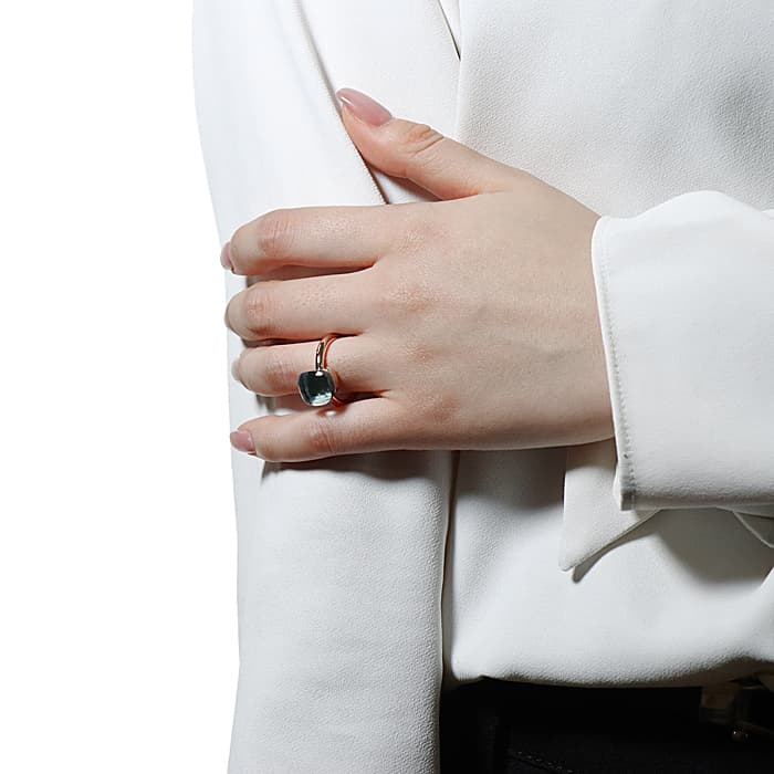 POMELLATO ポメラート ヌード リング クラシック ブルートパーズ ローズゴールド/ホワイトゴールド PAA1100_O6000_000OY 53 14