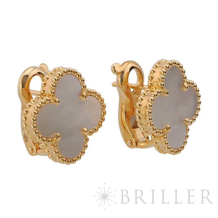 Van Cleef & Arpels ヴァン クリーフ&アーペル アルハンブラ ヴィンテージアルハンブラ イヤリング ピアス イエローゴールド マザーオブパール VCARA44100 10