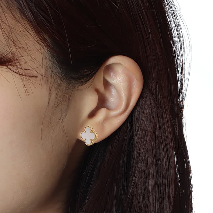 Van Cleef & Arpels ヴァン クリーフ&アーペル アルハンブラ ヴィンテージアルハンブラ イヤリング ピアス イエローゴールド マザーオブパール VCARA44100 13