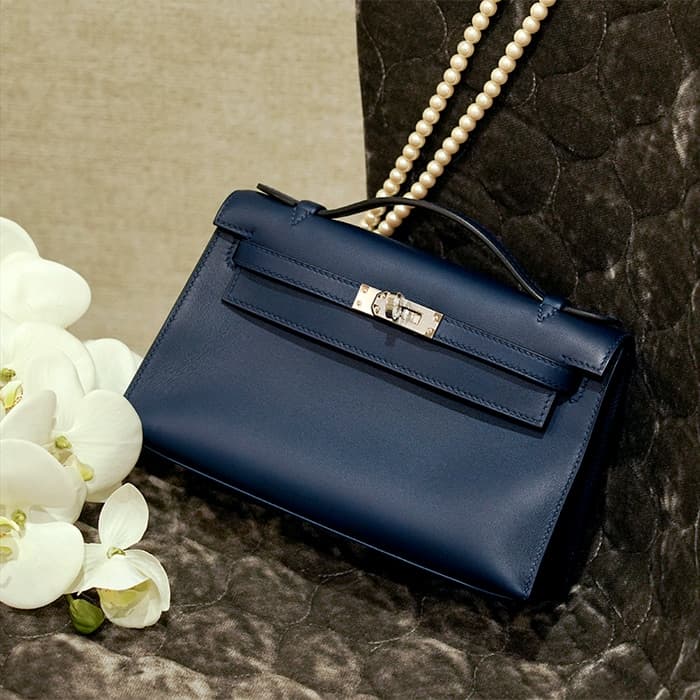 HERMES エルメス ケリー ポシェットケリー スイフト ネイビー シルバー金具 2