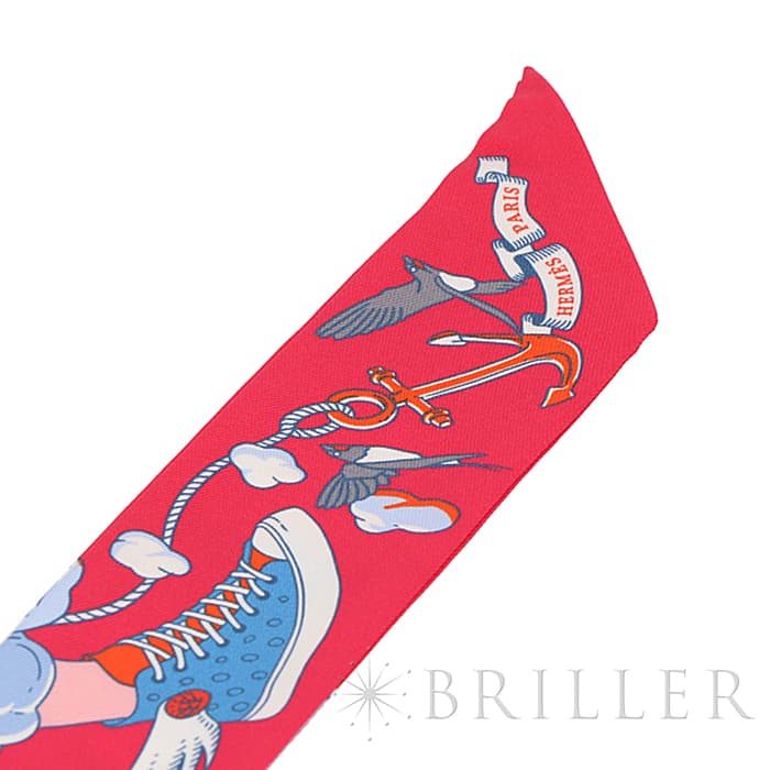 HERMES エルメス ツイリー シルク SUR MON NUAGE 私の雲 ローズヴィフ／ブルー／マルチカラー 13