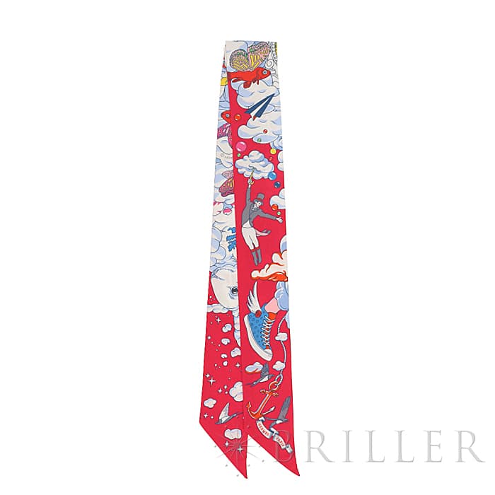 HERMES エルメス ツイリー シルク SUR MON NUAGE 私の雲 ローズヴィフ／ブルー／マルチカラー 15