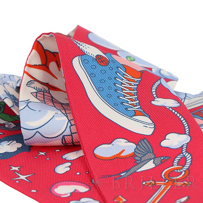 HERMES エルメス ツイリー シルク SUR MON NUAGE 私の雲 ローズヴィフ／ブルー／マルチカラー 16