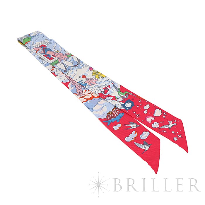 HERMES エルメス ツイリー シルク SUR MON NUAGE 私の雲 ローズヴィフ／ブルー／マルチカラー 17