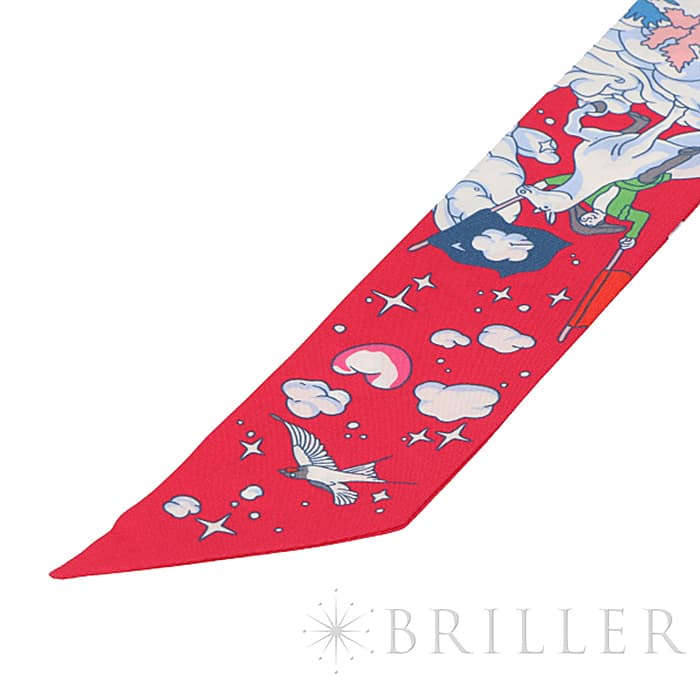 HERMES エルメス ツイリー シルク SUR MON NUAGE 私の雲 ローズヴィフ／ブルー／マルチカラー 18