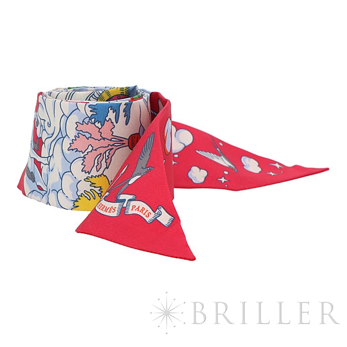 HERMES エルメス ツイリー シルク SUR MON NUAGE 私の雲 ローズヴィフ／ブルー／マルチカラー 19