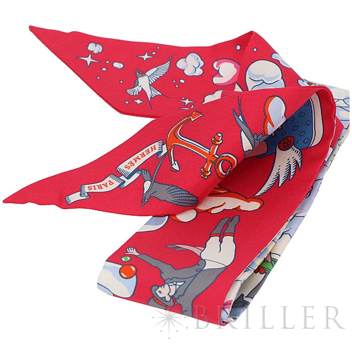 HERMES エルメス ツイリー シルク SUR MON NUAGE 私の雲 ローズヴィフ／ブルー／マルチカラー 24