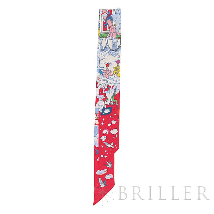 HERMES エルメス ツイリー シルク SUR MON NUAGE 私の雲 ローズヴィフ／ブルー／マルチカラー 25