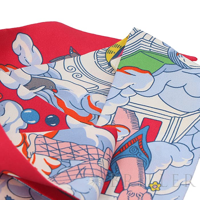 HERMES エルメス ツイリー シルク SUR MON NUAGE 私の雲 ローズヴィフ／ブルー／マルチカラー 26