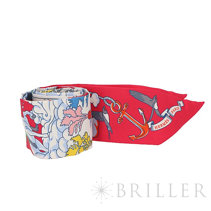 HERMES エルメス ツイリー シルク SUR MON NUAGE 私の雲 ローズヴィフ／ブルー／マルチカラー 4