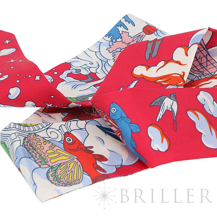 HERMES エルメス ツイリー シルク SUR MON NUAGE 私の雲 ローズヴィフ／ブルー／マルチカラー 5