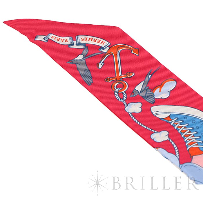 HERMES エルメス ツイリー シルク SUR MON NUAGE 私の雲 ローズヴィフ／ブルー／マルチカラー 8