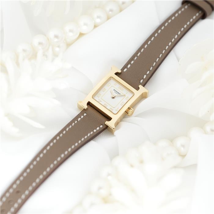 HERMES エルメス Hウォッチ ミニ 21mm エトゥープ ヴォー・スウィフト W403477WW00（HH1.101） 2