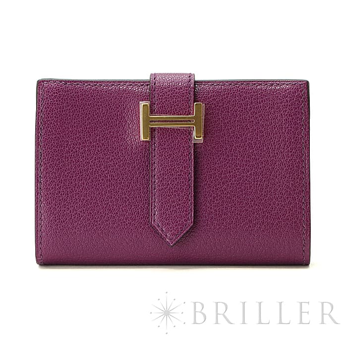 新品)HERMES エルメス ベアン ミニ シェーブル アネモネ ゴールド金具 