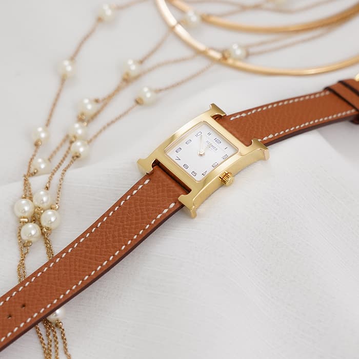 HERMES エルメス Hウォッチ HH1.201.131/UU35  036732WW00 Hウォッチ ゴールドプレーテッド ゴールドブラウン 2