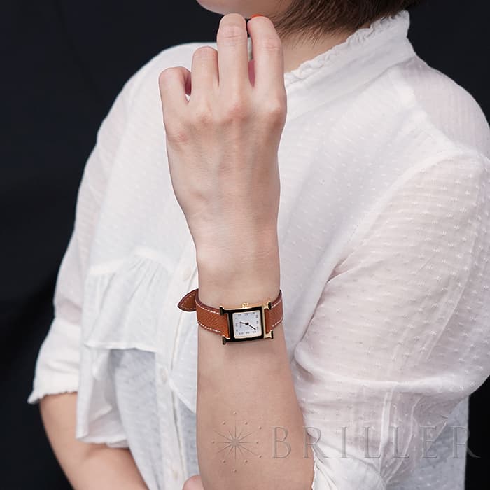 HERMES エルメス Hウォッチ HH1.201.131/UU35  036732WW00 Hウォッチ ゴールドプレーテッド ゴールドブラウン 29