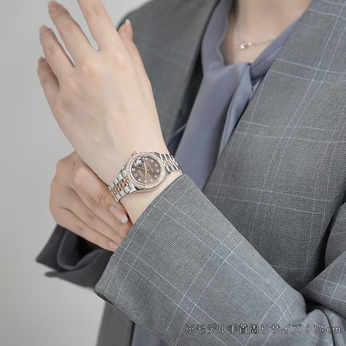 ROLEX ロレックス デイトジャスト 28 279381RBR チョコレート ジュビリーブレス 10Pダイヤ 28