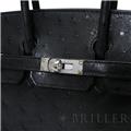 HERMES エルメス バーキン 25 オーストリッチ ノワール シルバー金具 13