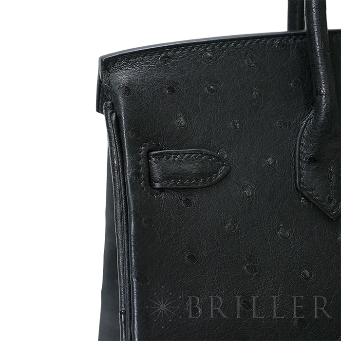 HERMES エルメス バーキン 25 オーストリッチ ノワール シルバー金具 15