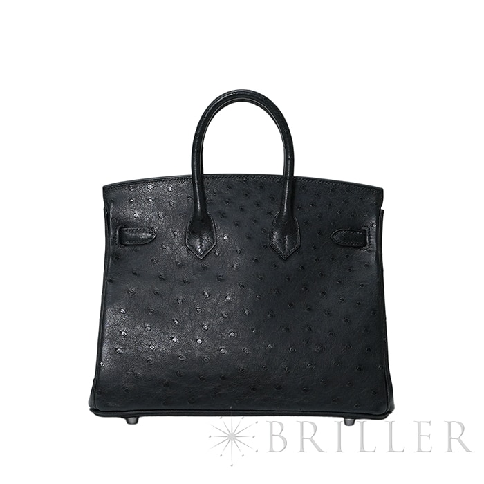 HERMES エルメス バーキン 25 オーストリッチ ノワール シルバー金具 1