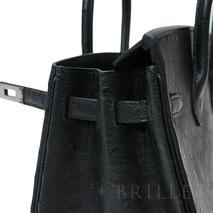 HERMES エルメス バーキン 25 オーストリッチ ノワール シルバー金具 19