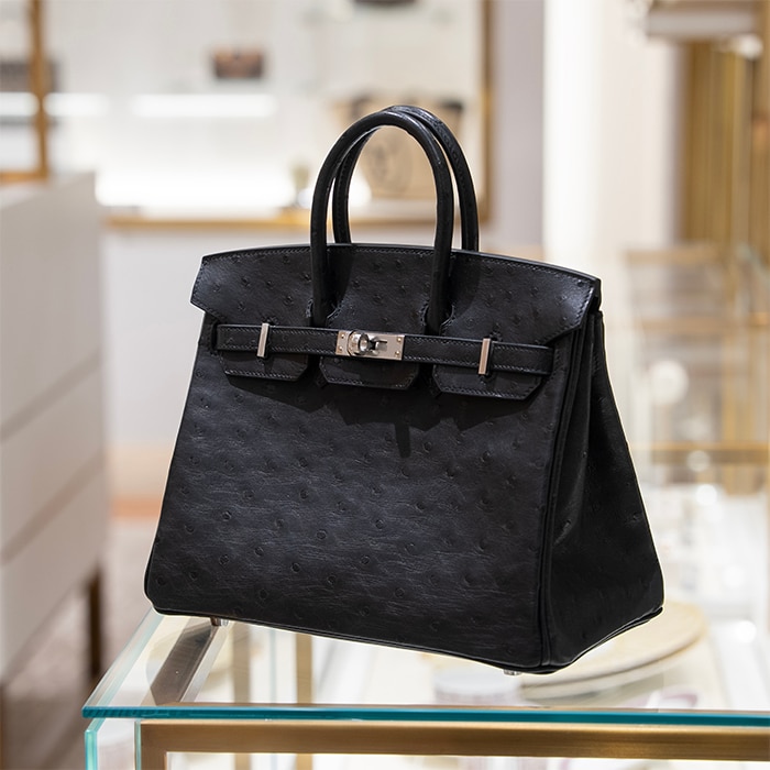 HERMES エルメス バーキン 25 オーストリッチ ノワール シルバー金具 2