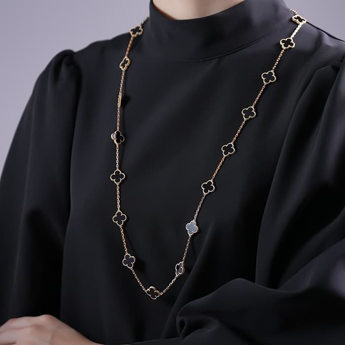 Van Cleef & Arpels ヴァン クリーフ&アーペル アルハンブラ ヴィンテージ アルハンブラ ロングネックレス 20モチーフ イエローゴールド オニキス VCARA43100 14