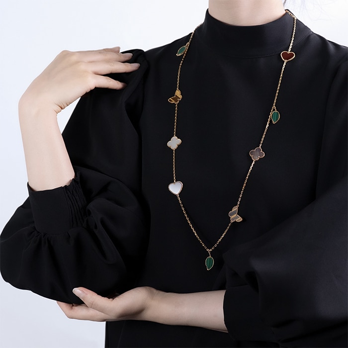 Van Cleef & Arpels ヴァン クリーフ&アーペル アルハンブラ ラッキー アルハンブラ ロングネックレス 12モチーフ VCARD80100 14