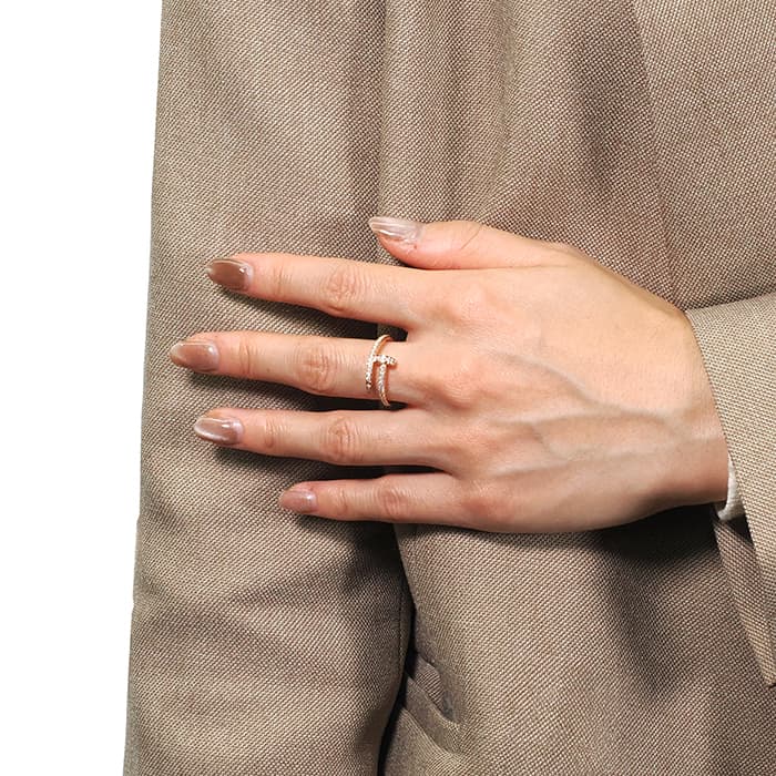 CARTIER カルティエ ジュストアンクル リング スモールモデル ピンクゴールド セミパヴェダイヤモンド 13号 B4231400 14