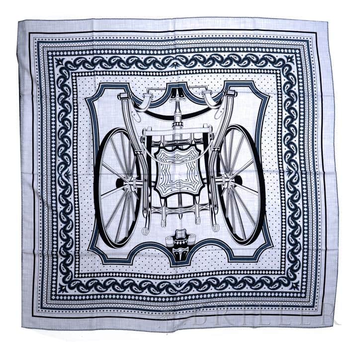 HERMES エルメス カレジェアン140四輪馬車の車輪・バンダナ グリ・シネ / アルドワーズ・クレール / 黒 メイン
