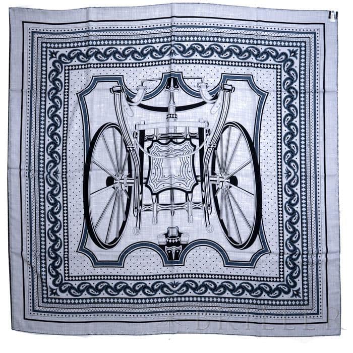 HERMES エルメス カレジェアン140四輪馬車の車輪・バンダナ グリ・シネ / アルドワーズ・クレール / 黒 1