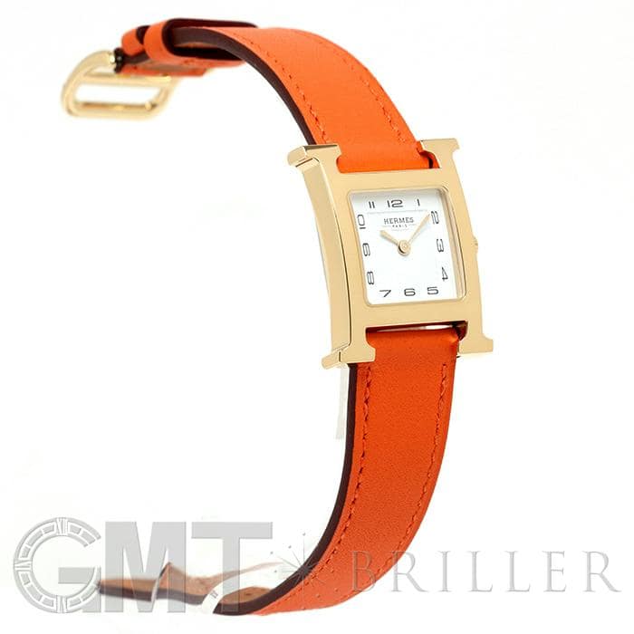 HERMES エルメス Hウォッチ HH1.201.131/SW931 ゴールドプレーテッド オレンジ 9