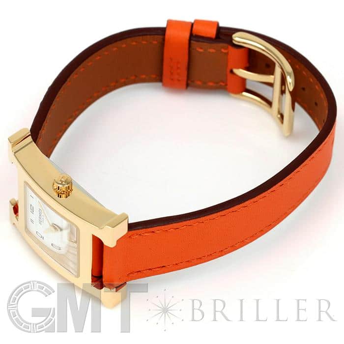 HERMES エルメス Hウォッチ HH1.201.131/SW931 ゴールドプレーテッド オレンジ 10