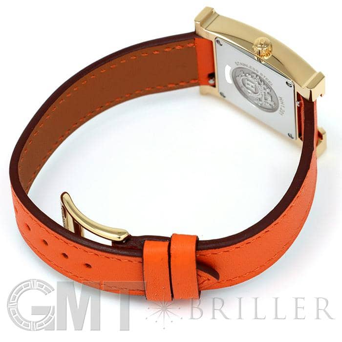 HERMES エルメス Hウォッチ HH1.201.131/SW931 ゴールドプレーテッド オレンジ 12