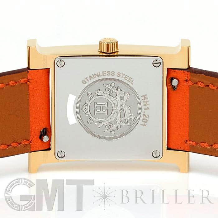 HERMES エルメス Hウォッチ HH1.201.131/SW931 ゴールドプレーテッド オレンジ 21