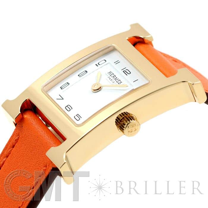 HERMES エルメス Hウォッチ HH1.201.131/SW931 ゴールドプレーテッド オレンジ 23