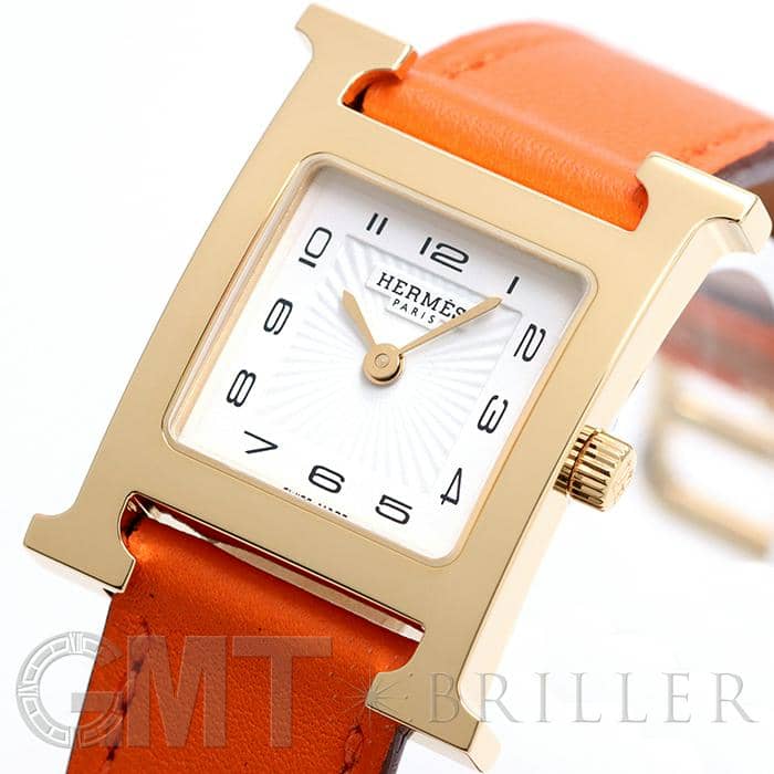 HERMES エルメス Hウォッチ HH1.201.131/SW931 ゴールドプレーテッド オレンジ 4