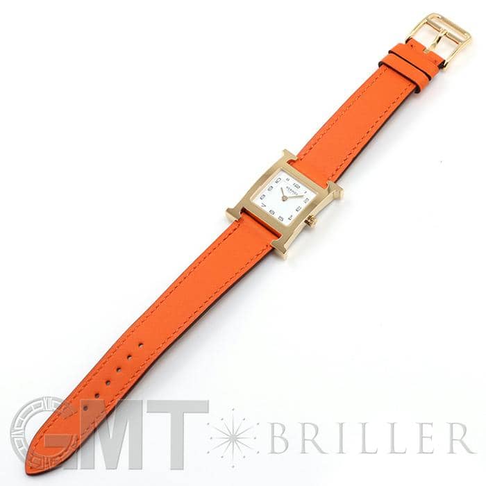 HERMES エルメス Hウォッチ HH1.201.131/SW931 ゴールドプレーテッド オレンジ 5