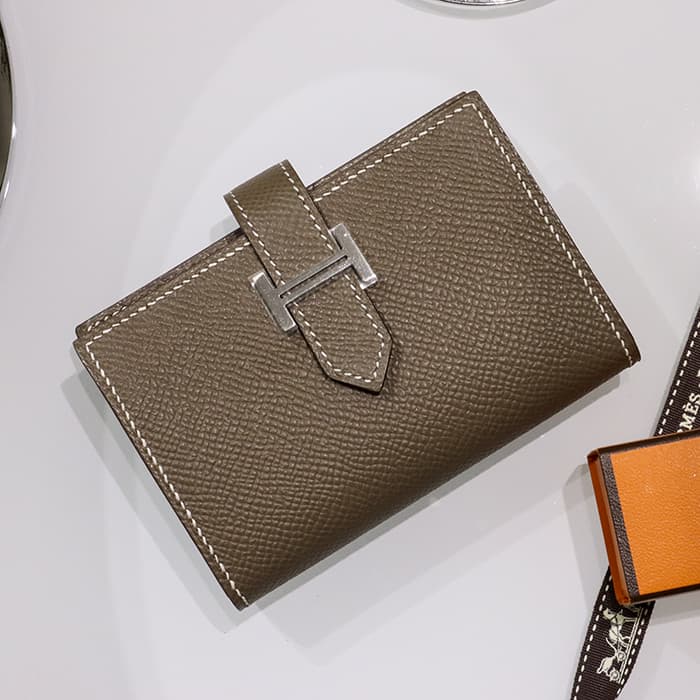 新品)HERMES エルメス ベアン ミニ エプソン エトゥープ シルバー金具 ...